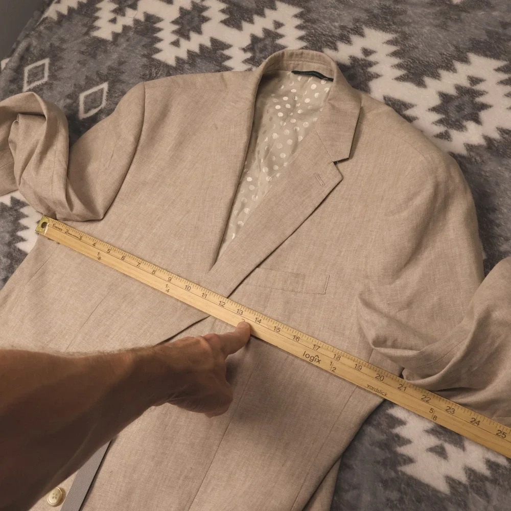 Perry Ellis Mens Tan Linen Blend 2 Button Blazer Sport Coat 42R New